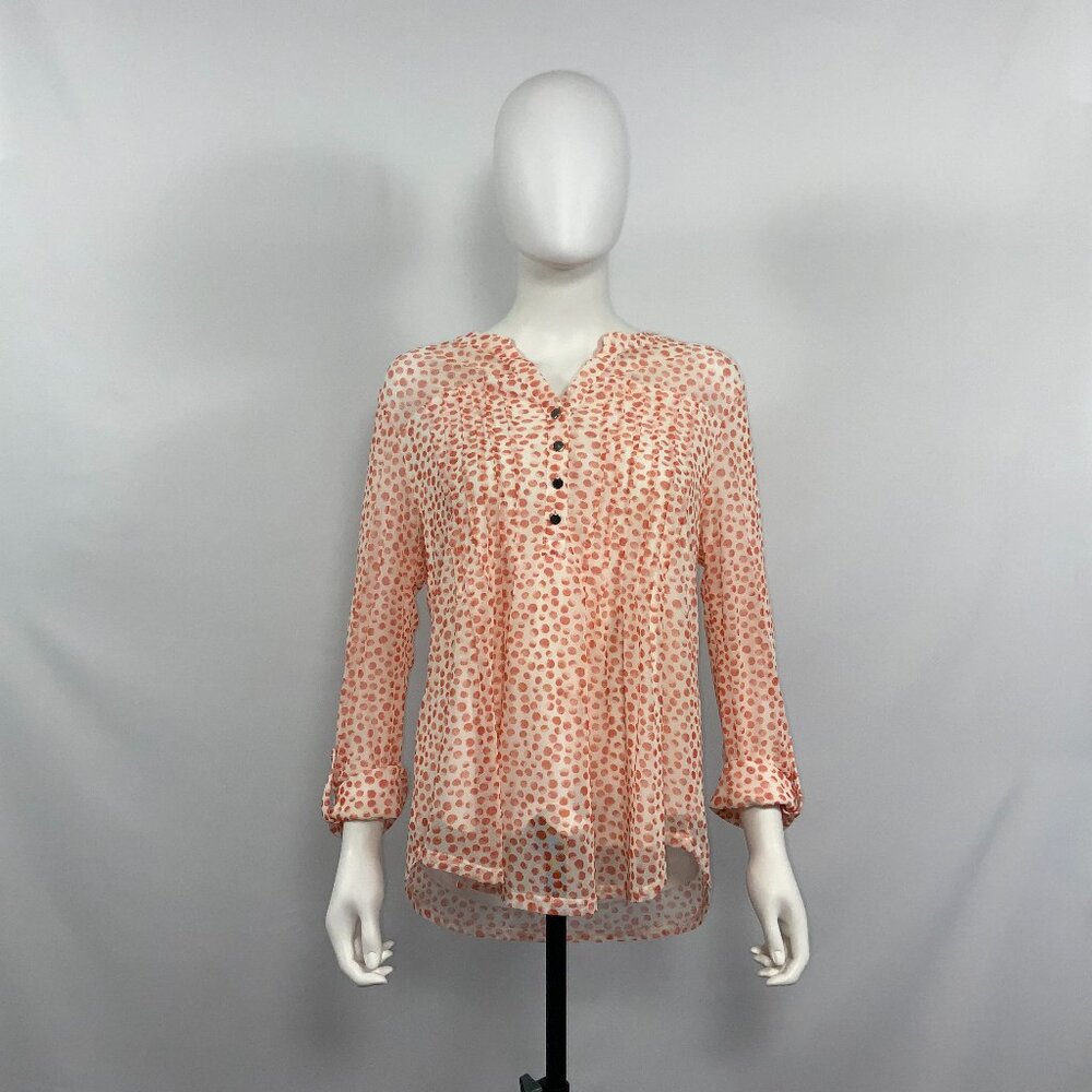 Cocomo Blouse Women Size L Dot Texture Ochre Semi-transparent White Background